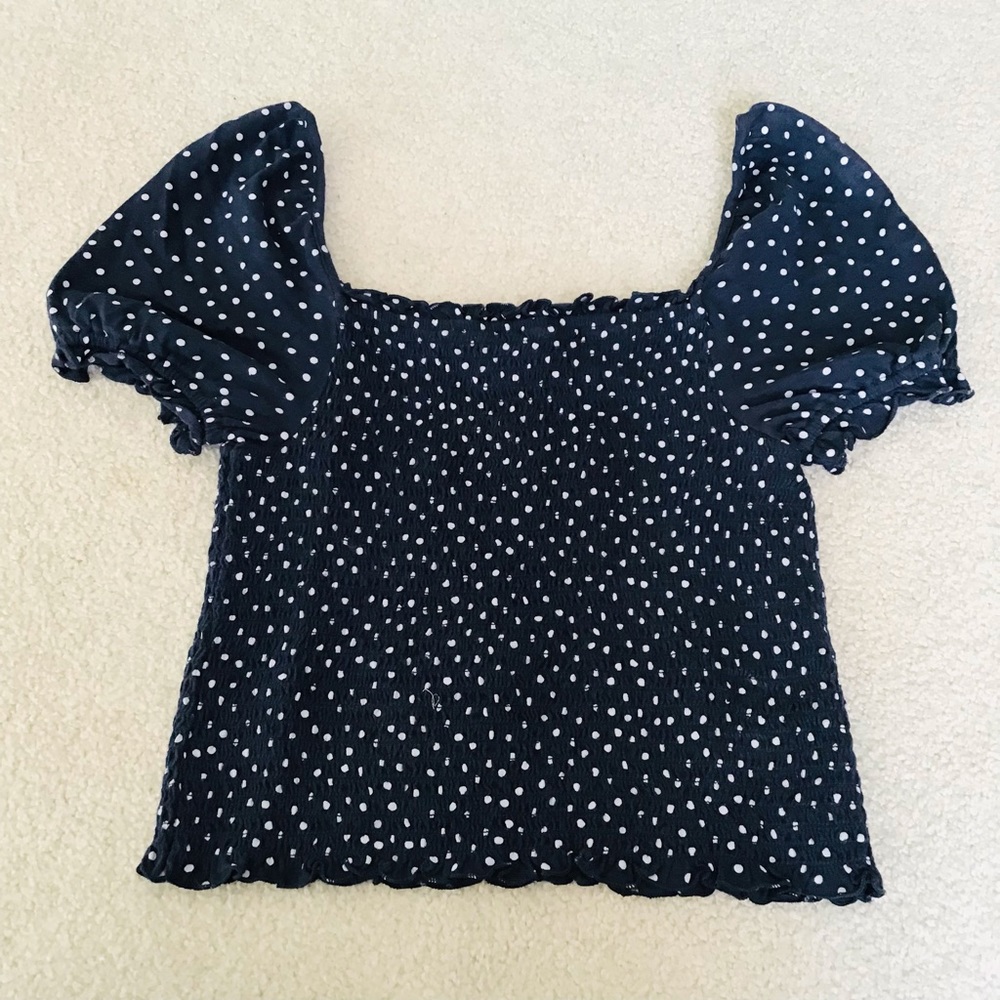 NWT American Eagle Navy Polka Dot Top
